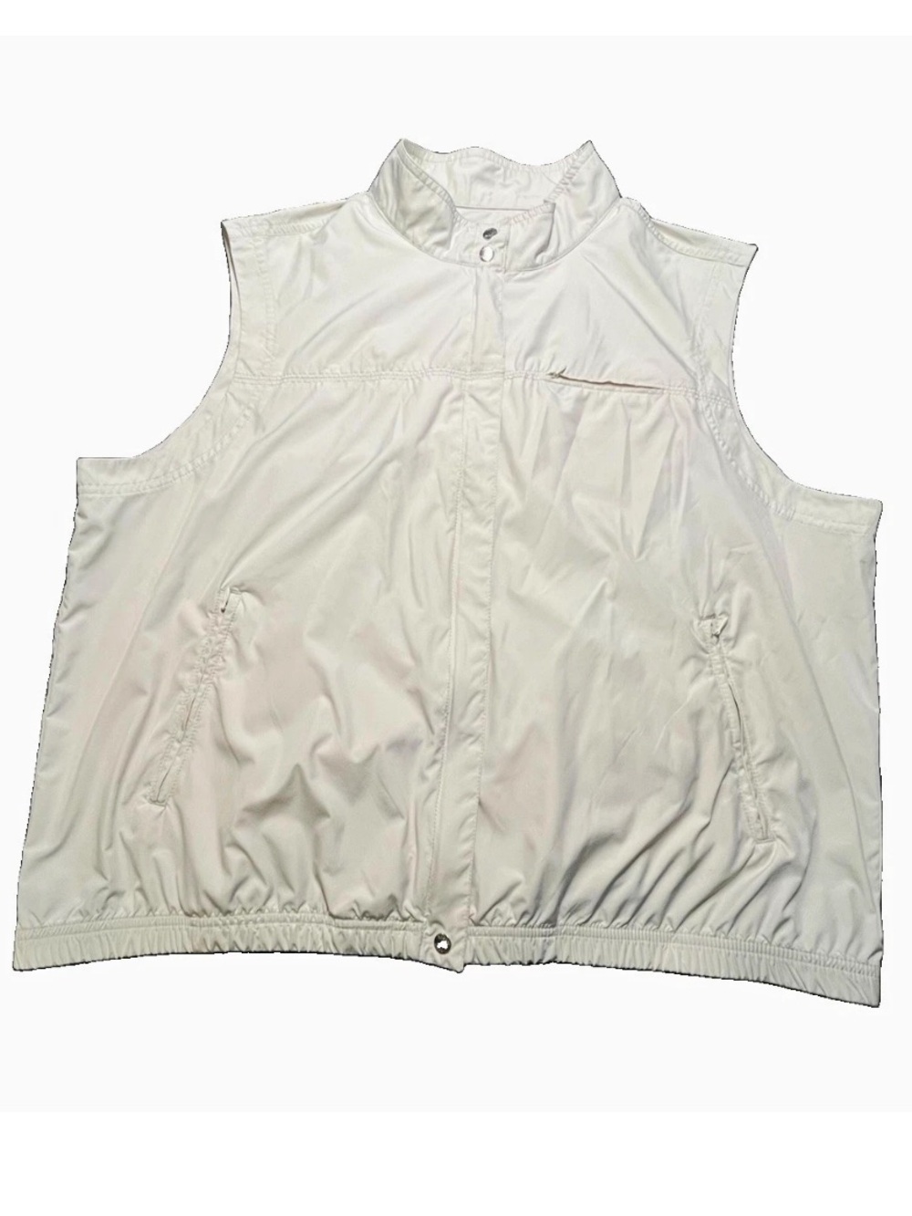 Lizgolf Women's Bone Sleeveless Full Zip Vest with Pockets, XL